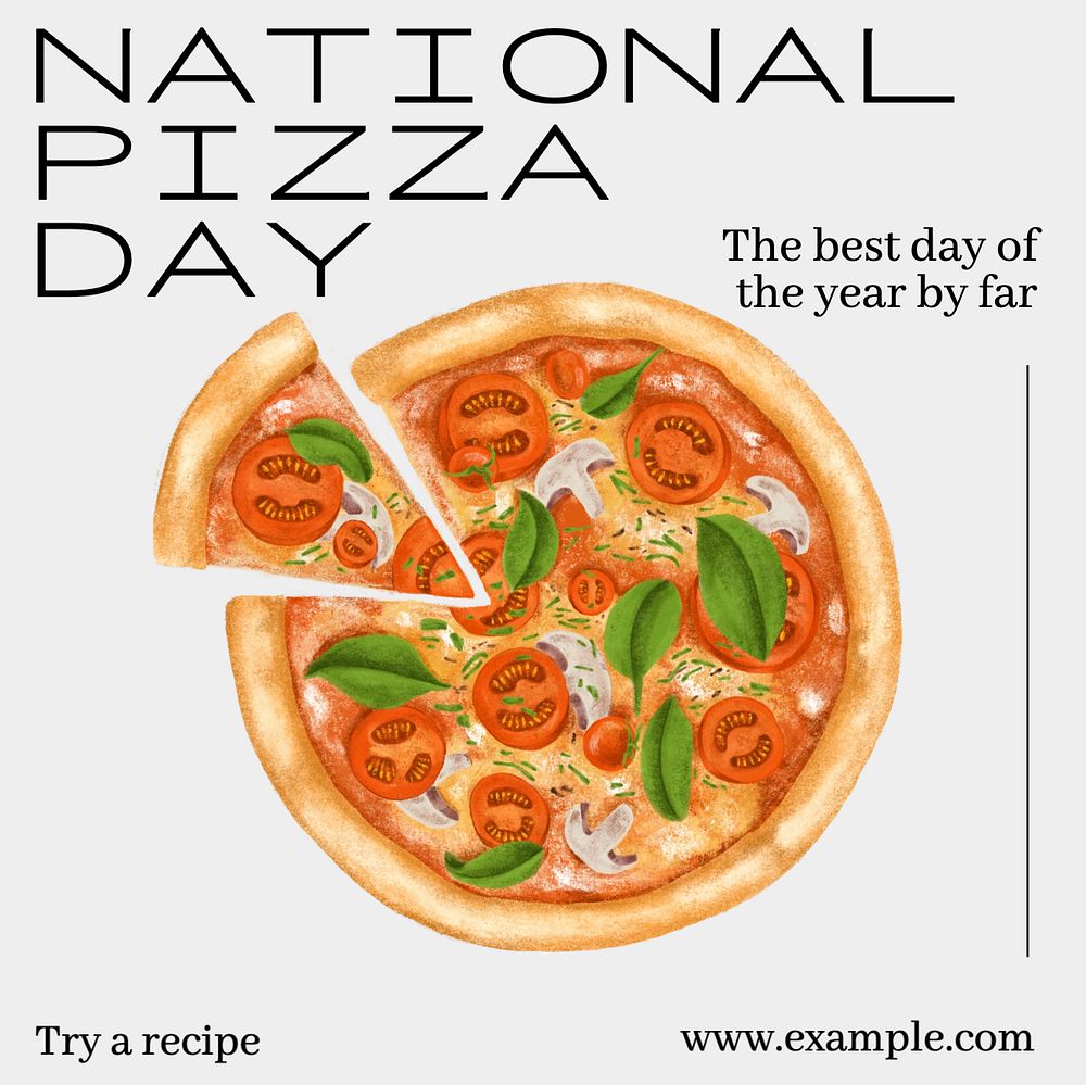 Pizza day Instagram post template, editable text