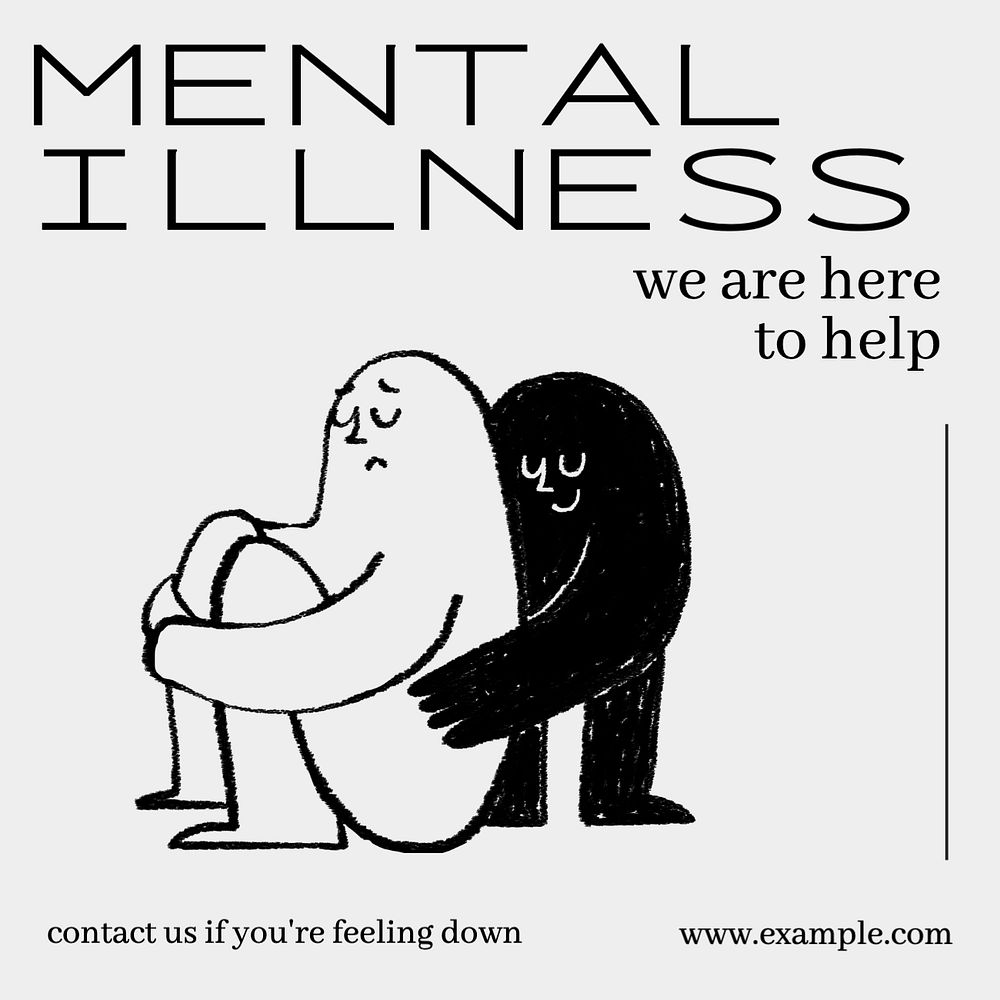 Mental illness Instagram post template, editable text