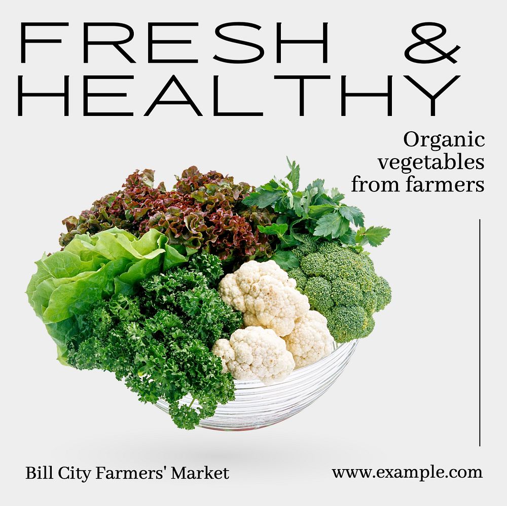 Fresh vegetable market Instagram post template, editable text