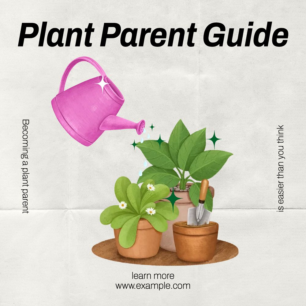 Plant parent guide Instagram post template, editable text