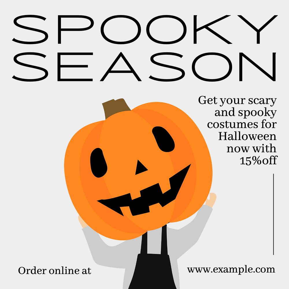 Halloween costume sale Instagram post template, editable text