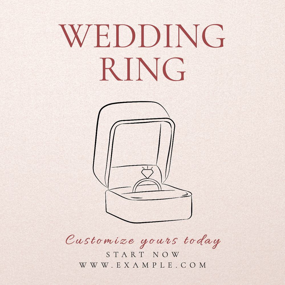 Wedding ring  Instagram post template, editable text