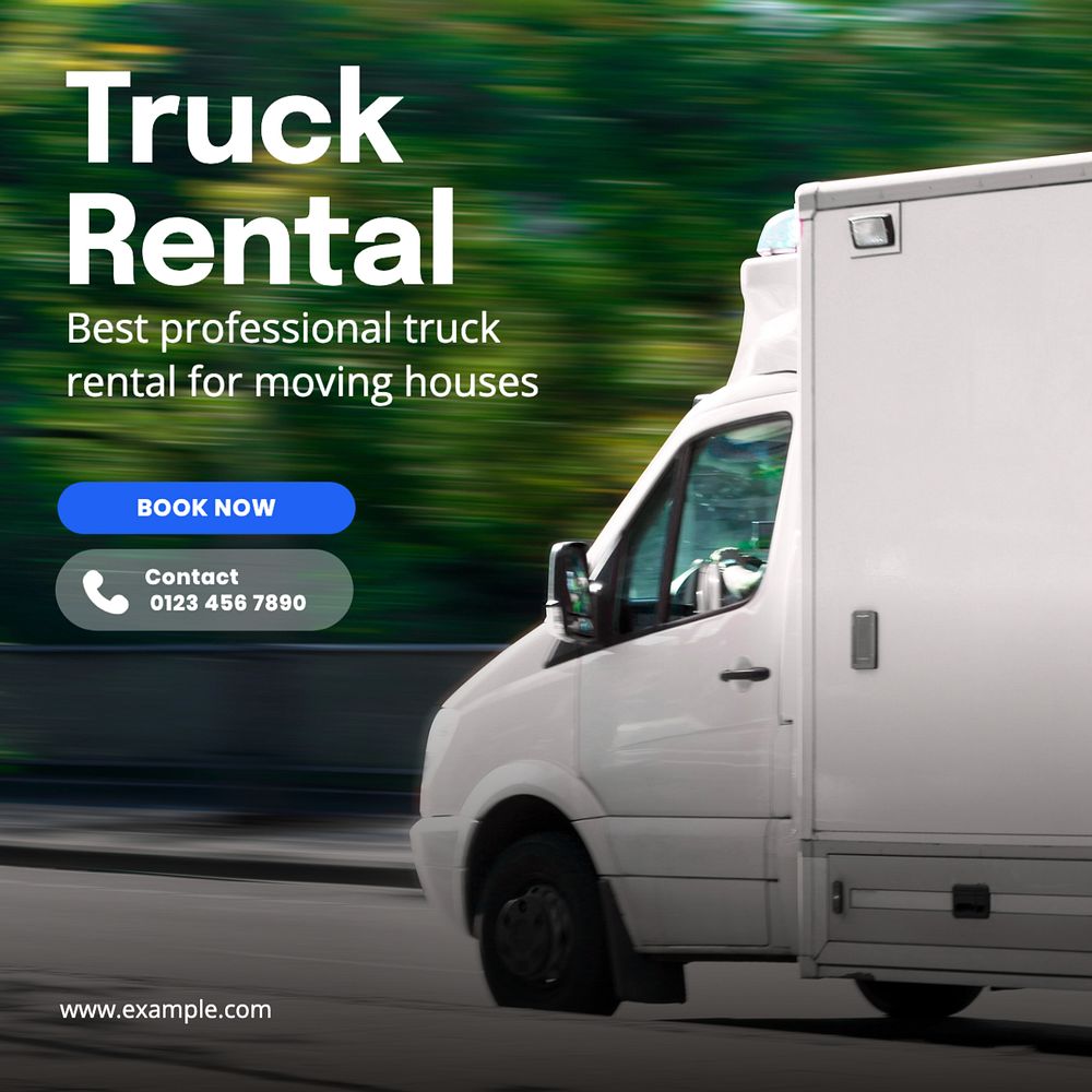 Truck rental  Instagram post template, editable text