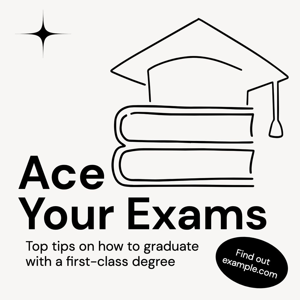 Ace your exams Instagram post template, editable text