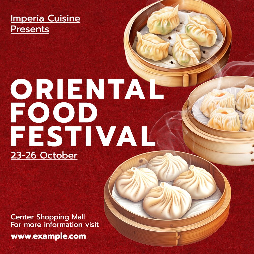 Oriental food festival Instagram post template, editable text