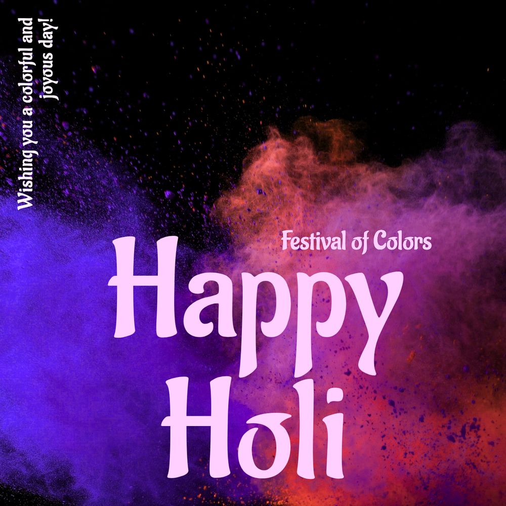 Happy holi Instagram post template, editable text