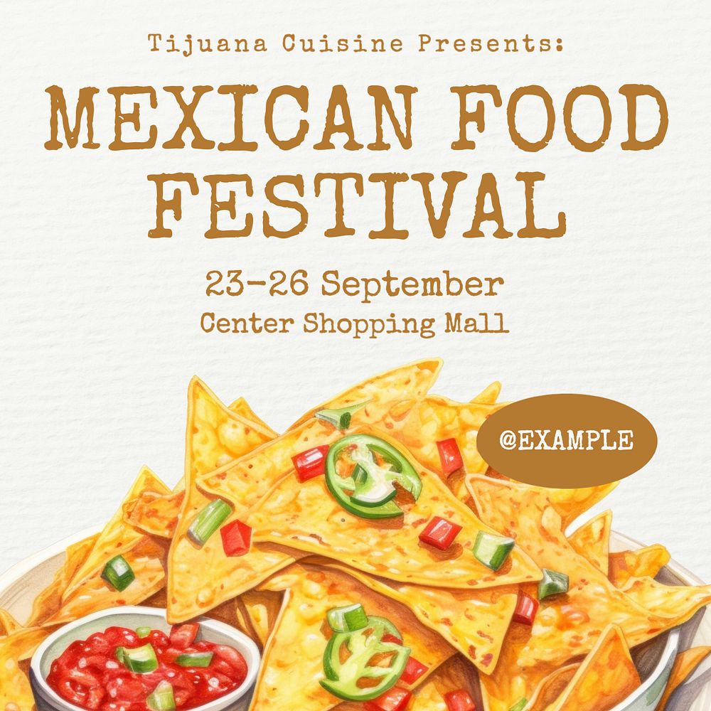 Mexican food festival Instagram post template, editable text