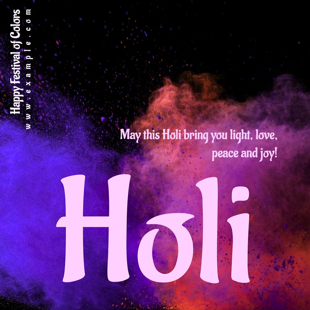 Holi festival Instagram post template, editable text