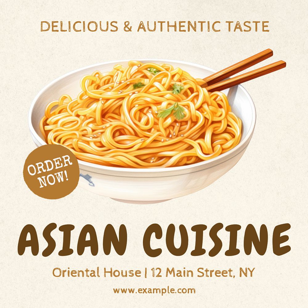 Asian cuisine Instagram post template, editable text