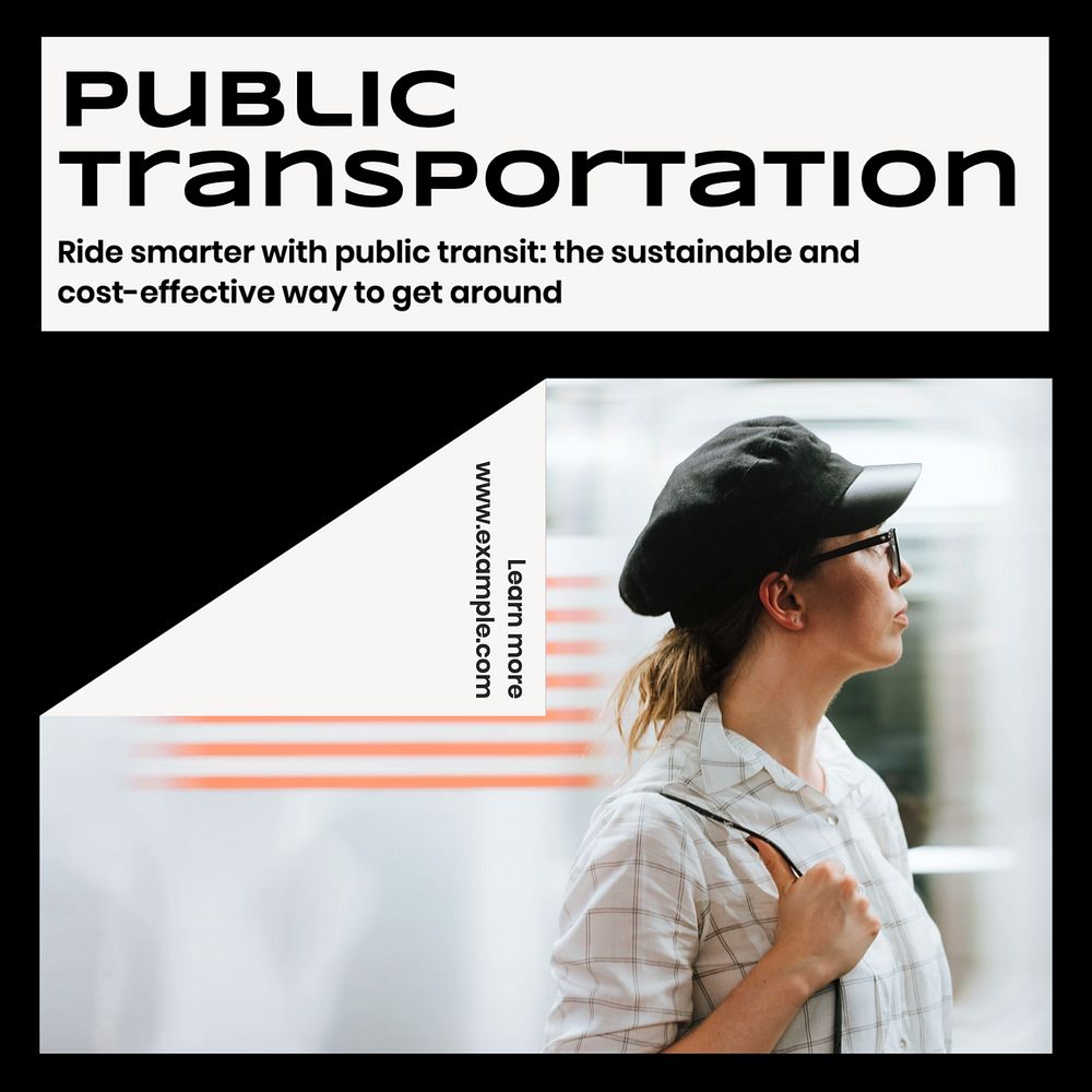 Public transportation Instagram post template, editable text