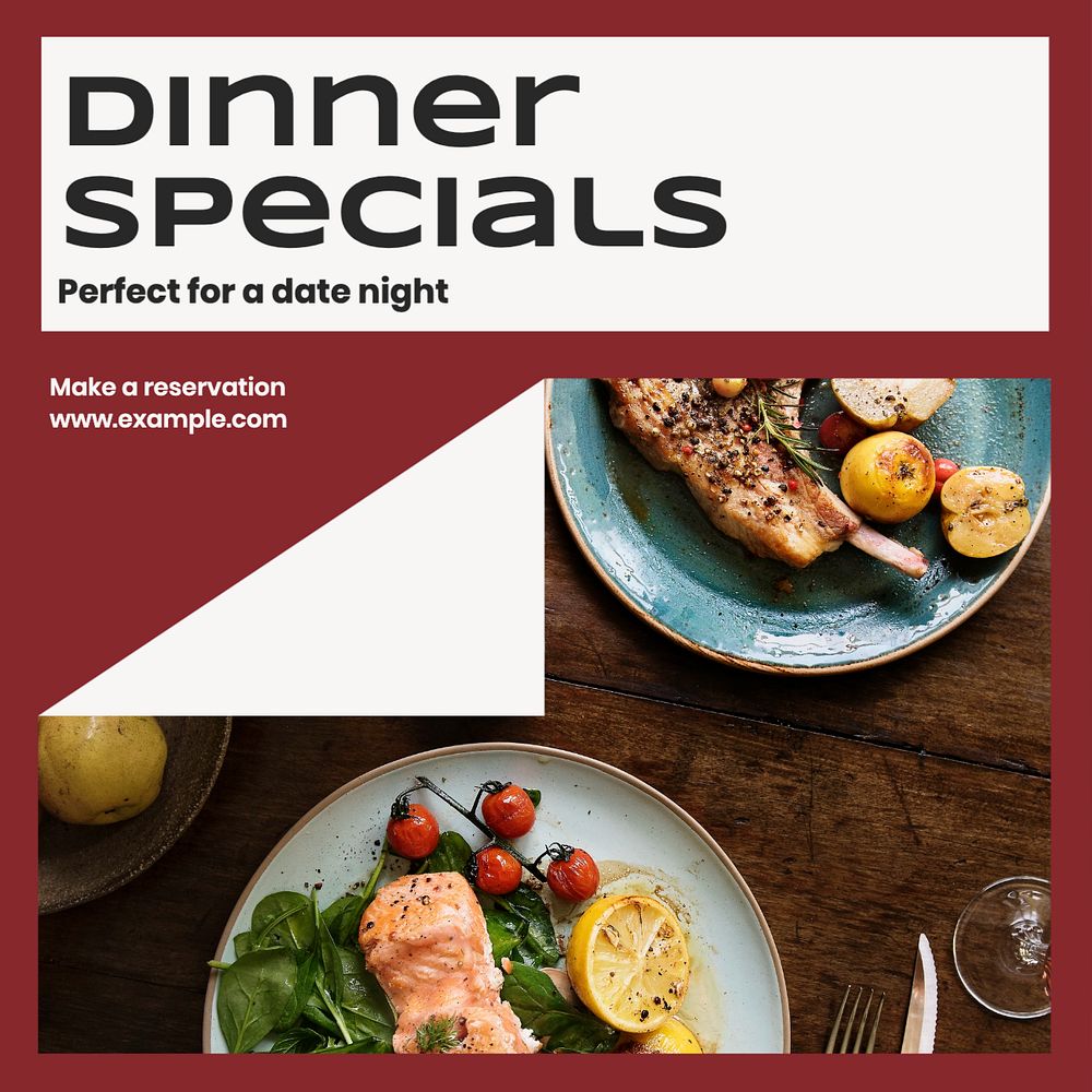 Dinner specials Instagram post template, editable text