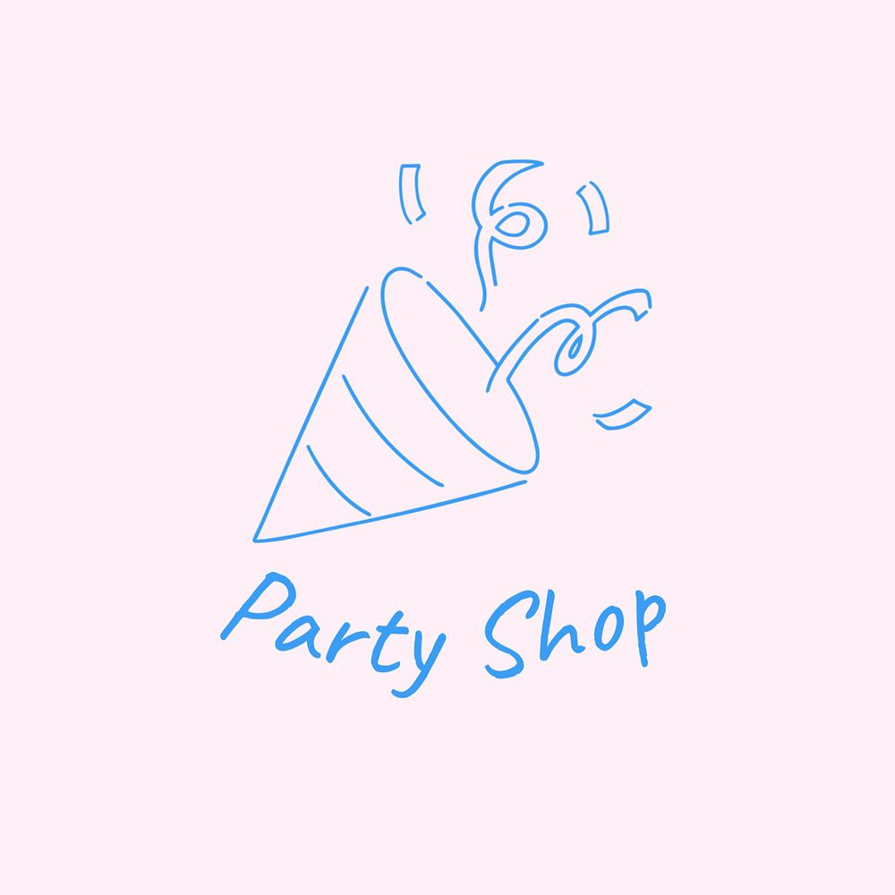 Party shop editable logo, minimal line art design