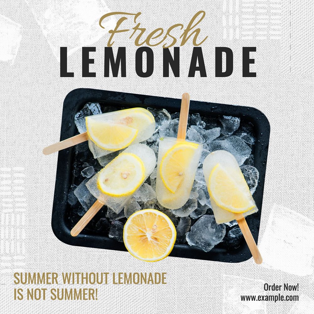 Fresh lemonade Instagram post template, editable text