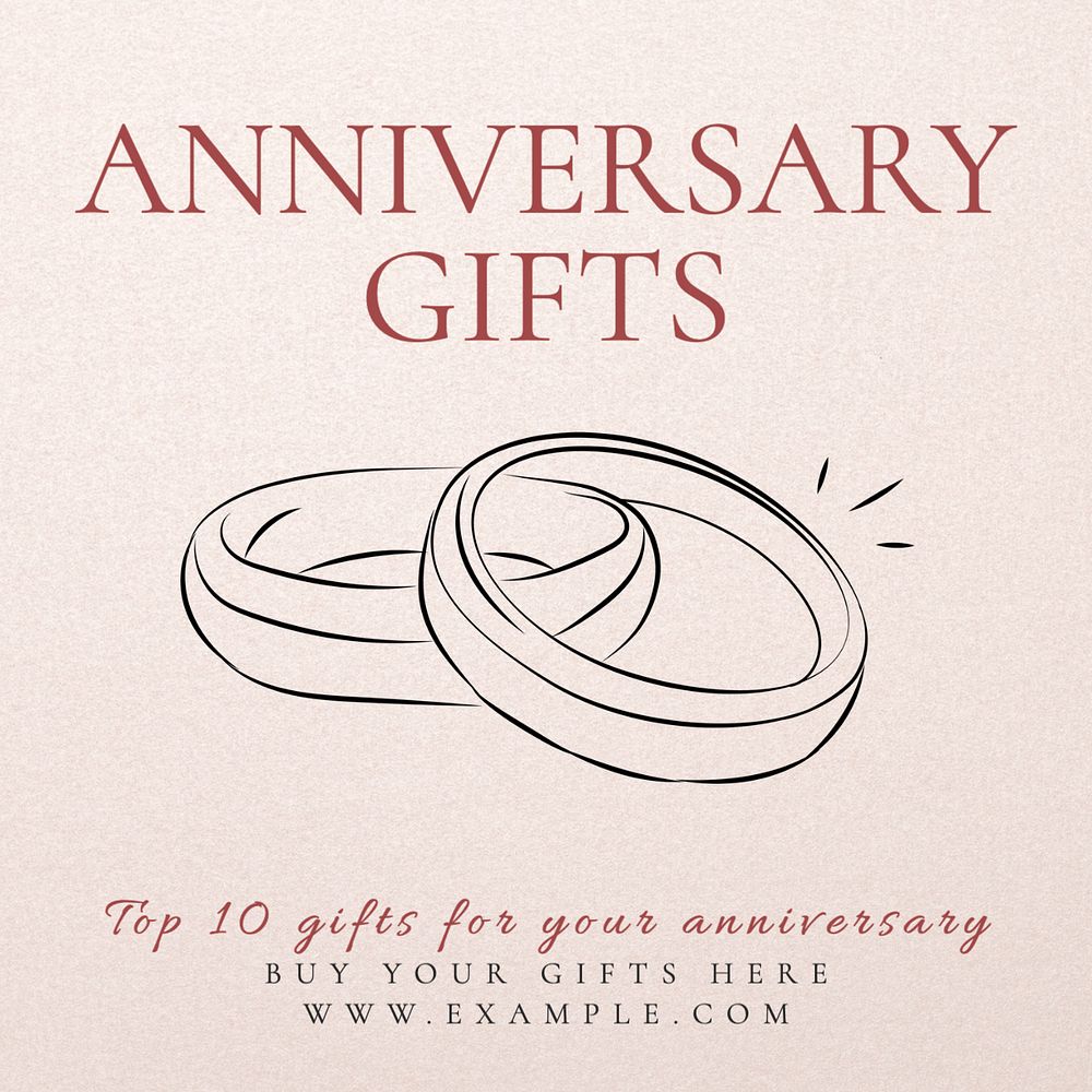 Anniversary gifts Instagram post template, editable text