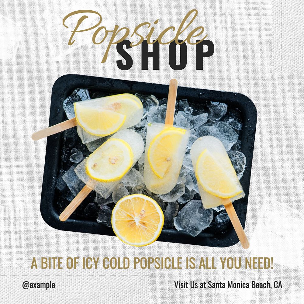 Popsicle shop Instagram post template, editable text