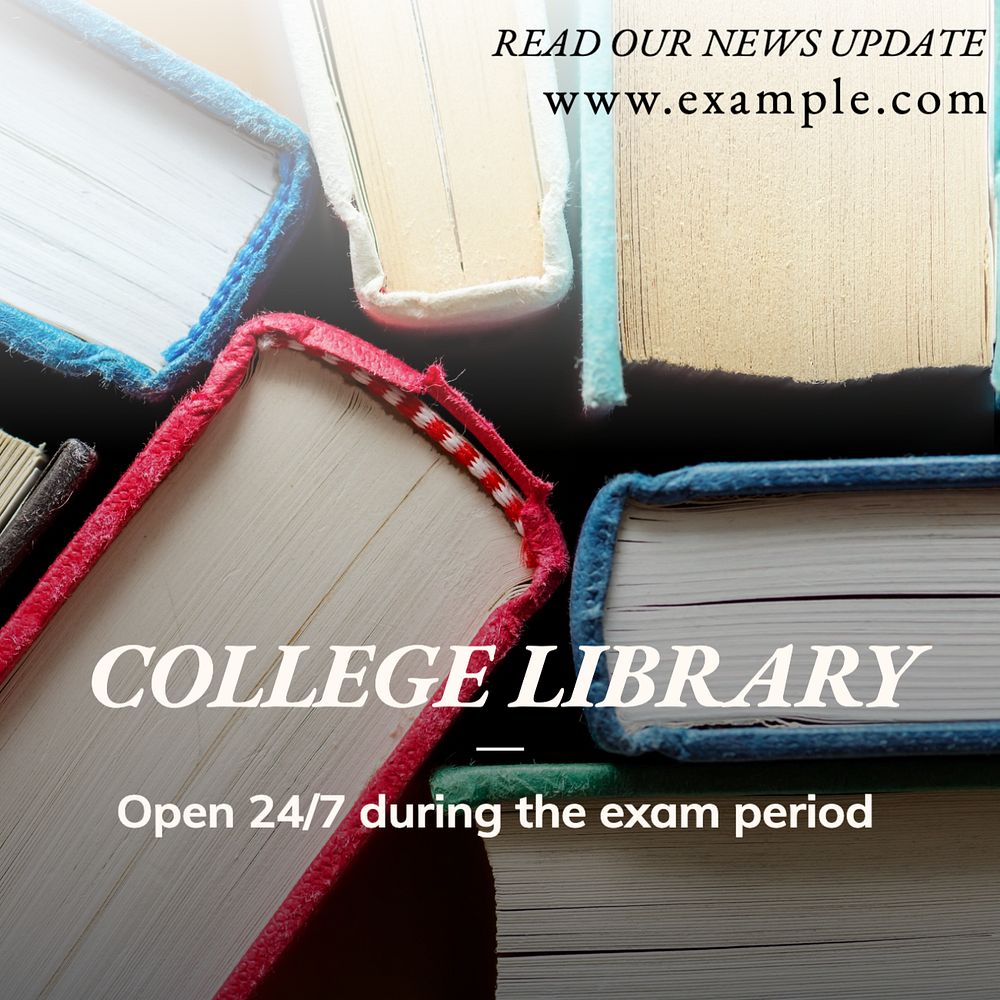 College library Instagram post template, editable text