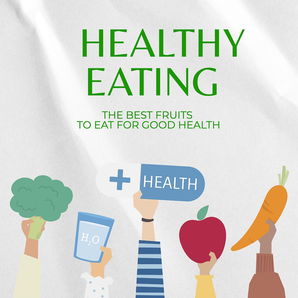 Healthy eating Instagram post template, editable text