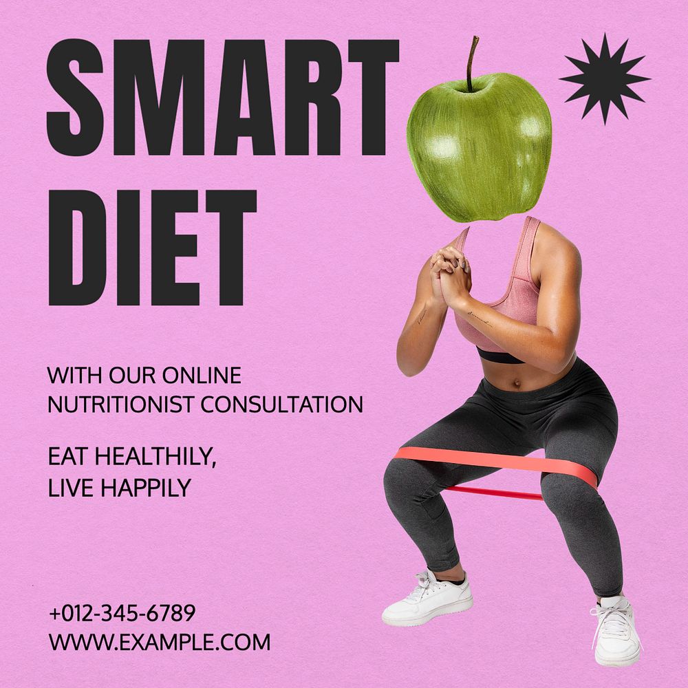 Nutritionist consultation Instagram post template, editable text