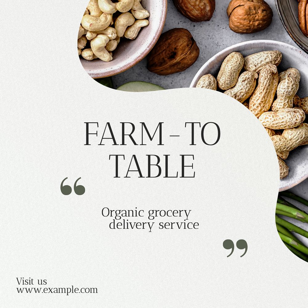 Farm to table  Instagram post template, editable text