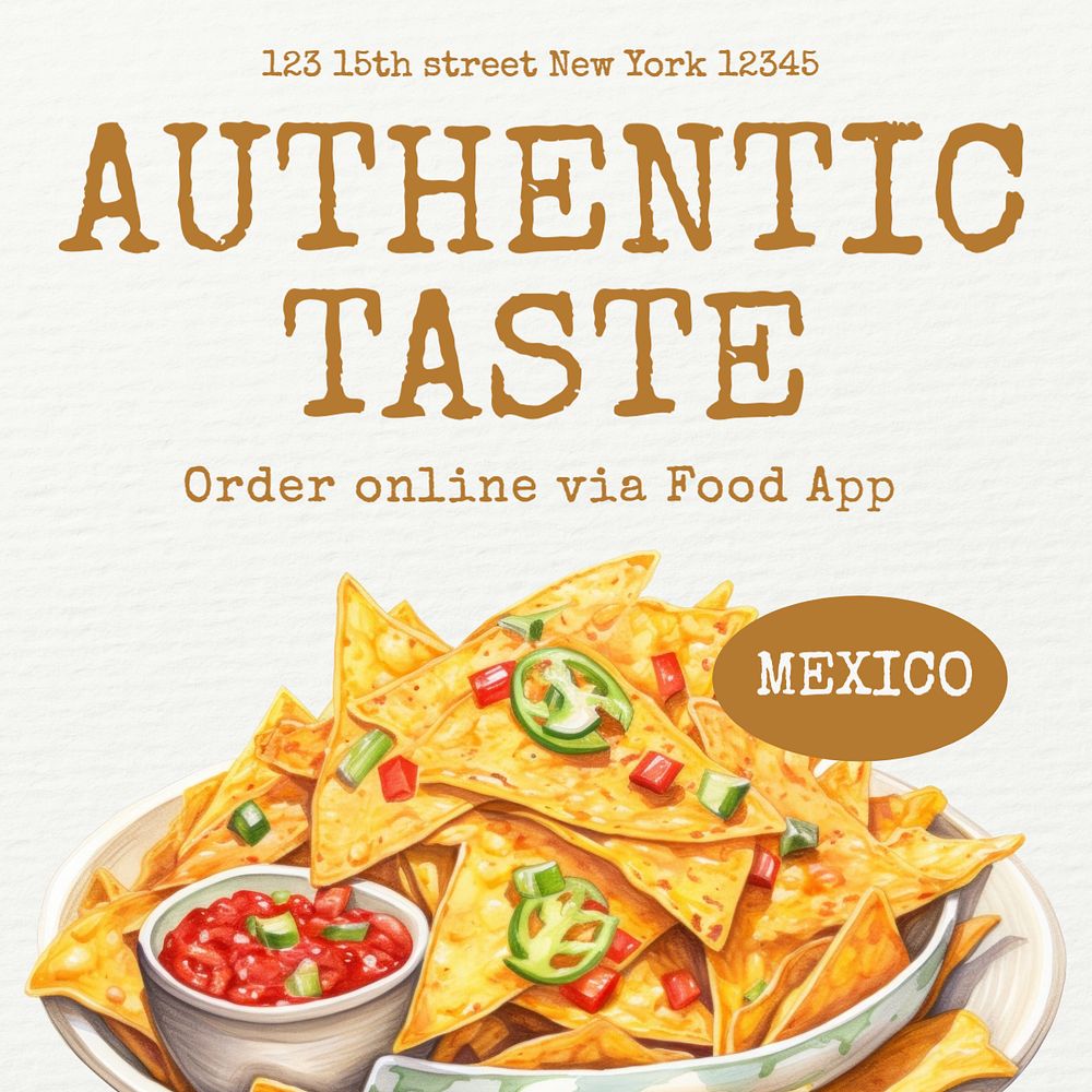 Authentic food Instagram post template, editable text