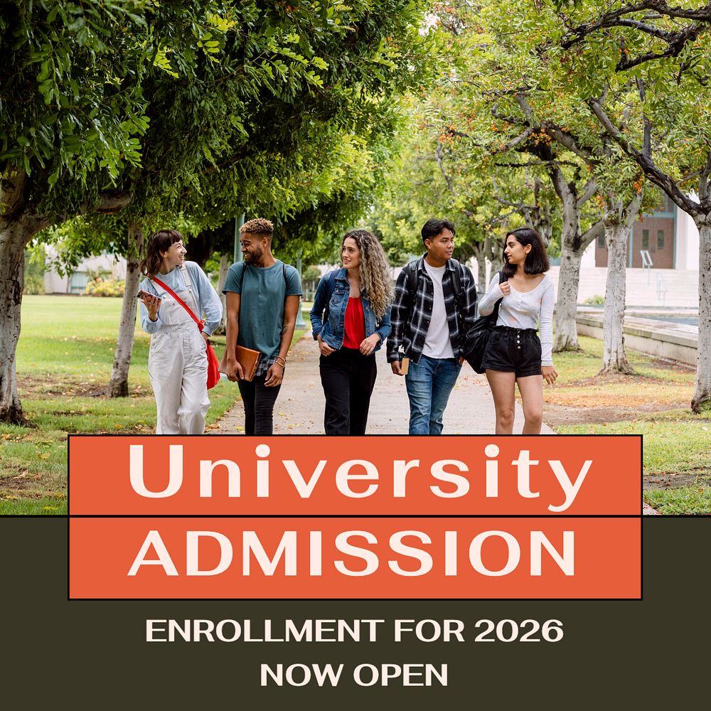 University admission Instagram post template, editable text