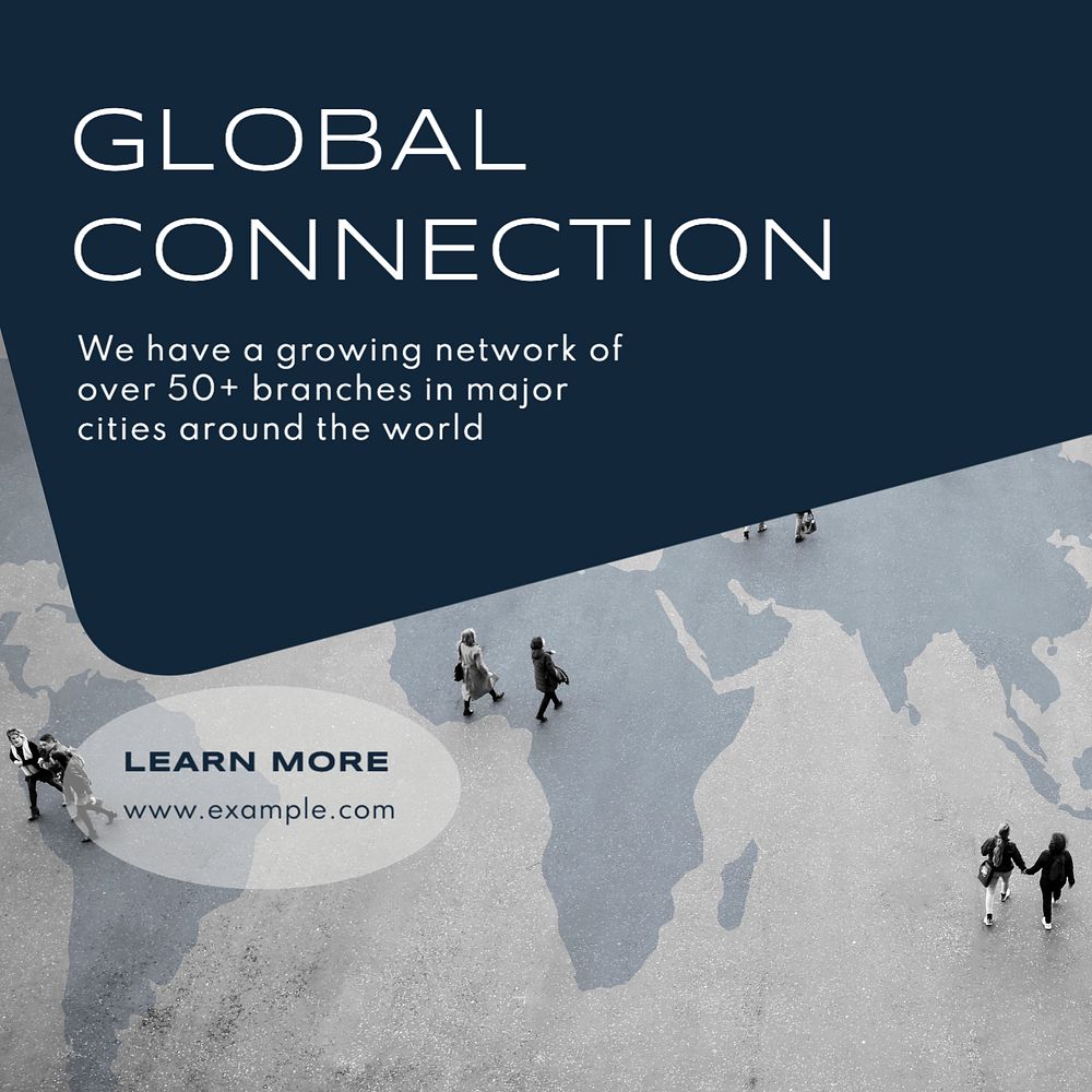 Global connection Instagram post template, editable text