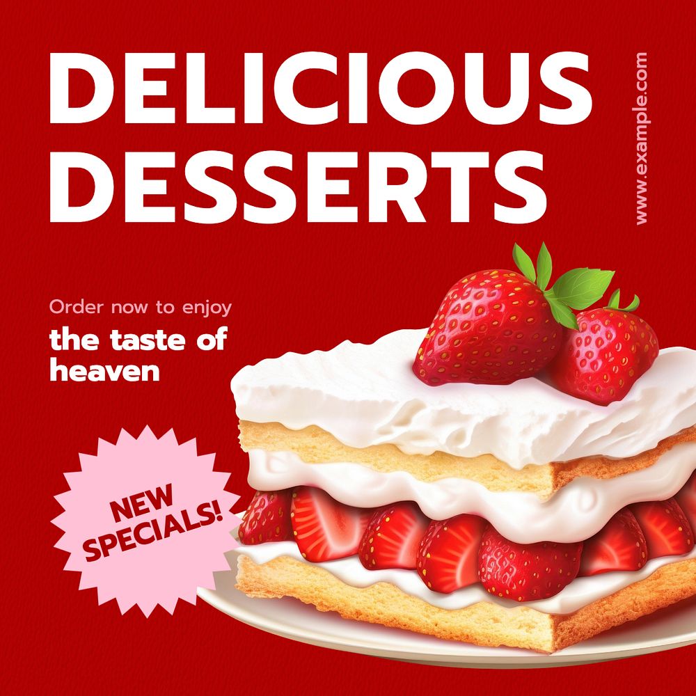 Delicious dessert Instagram post template, editable text