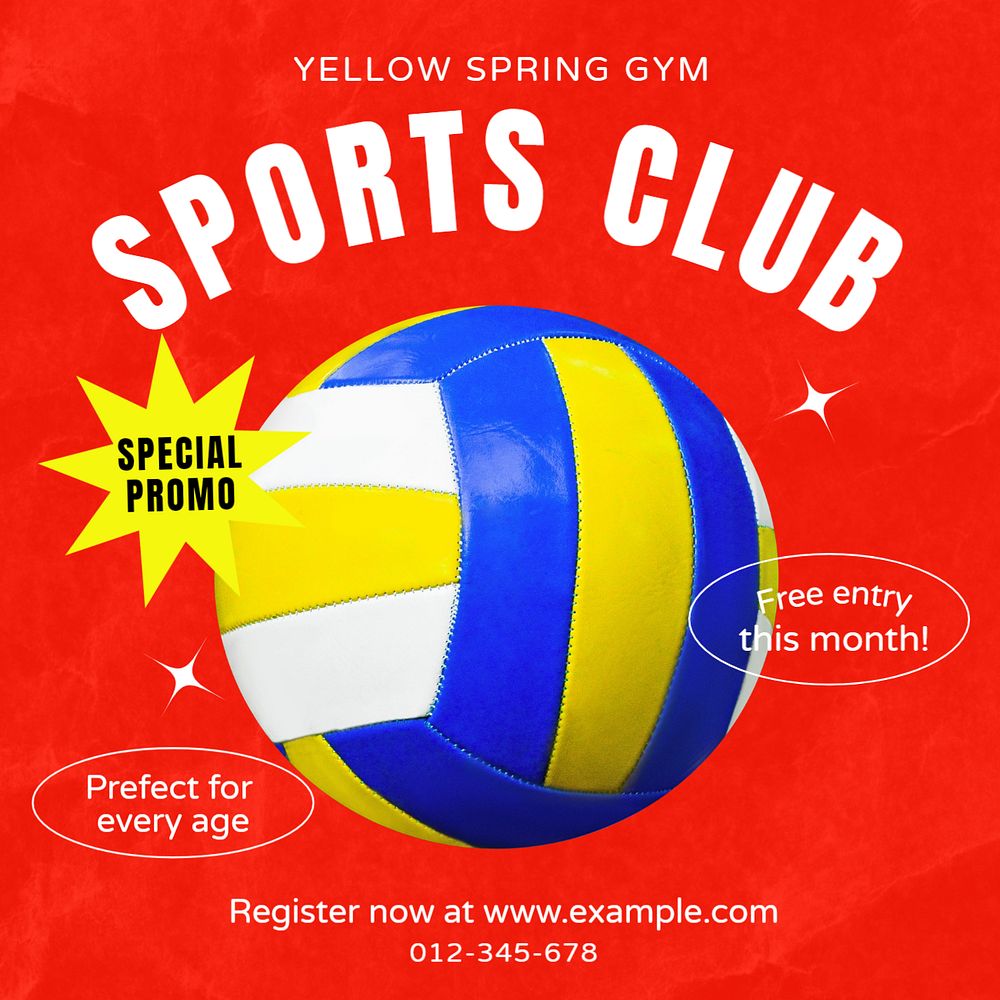 Sports club Instagram post template, editable text