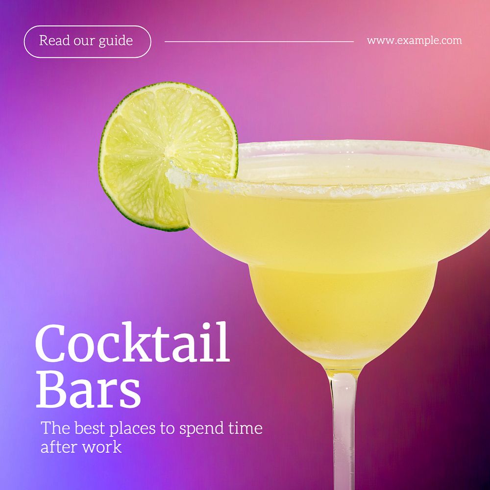 Cocktail bar Instagram post template, editable text