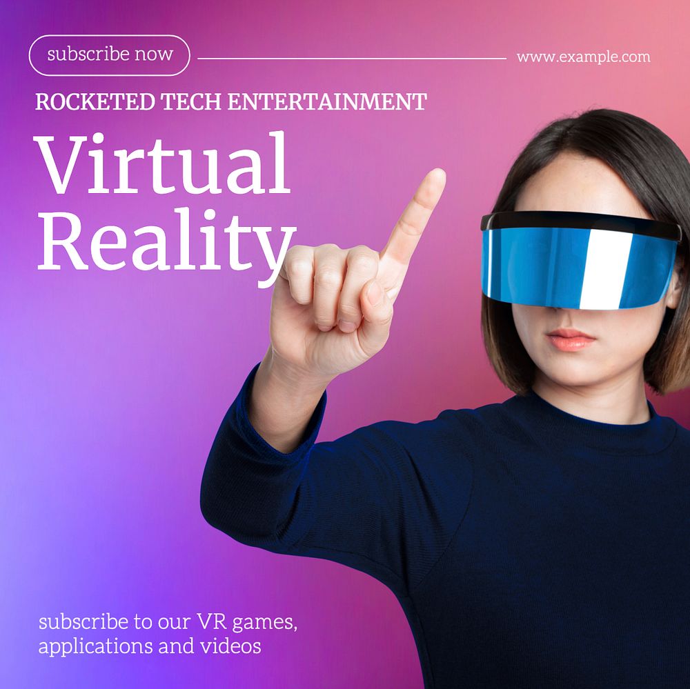 Virtual reality Instagram post template, editable text