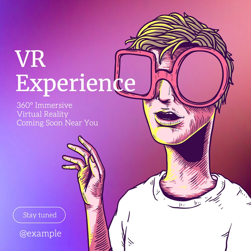 VR experience Instagram post template, editable text