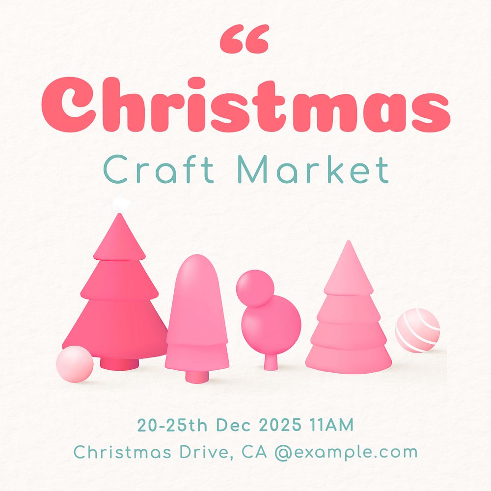 Christmas craft market Instagram post template, editable text