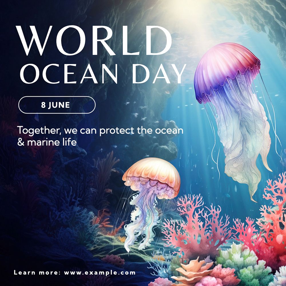 World ocean day Instagram post template, editable text