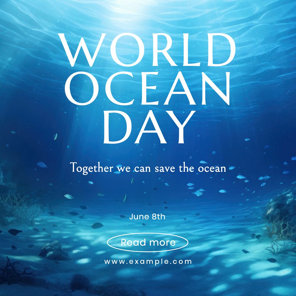 World ocean day Instagram post template, editable text