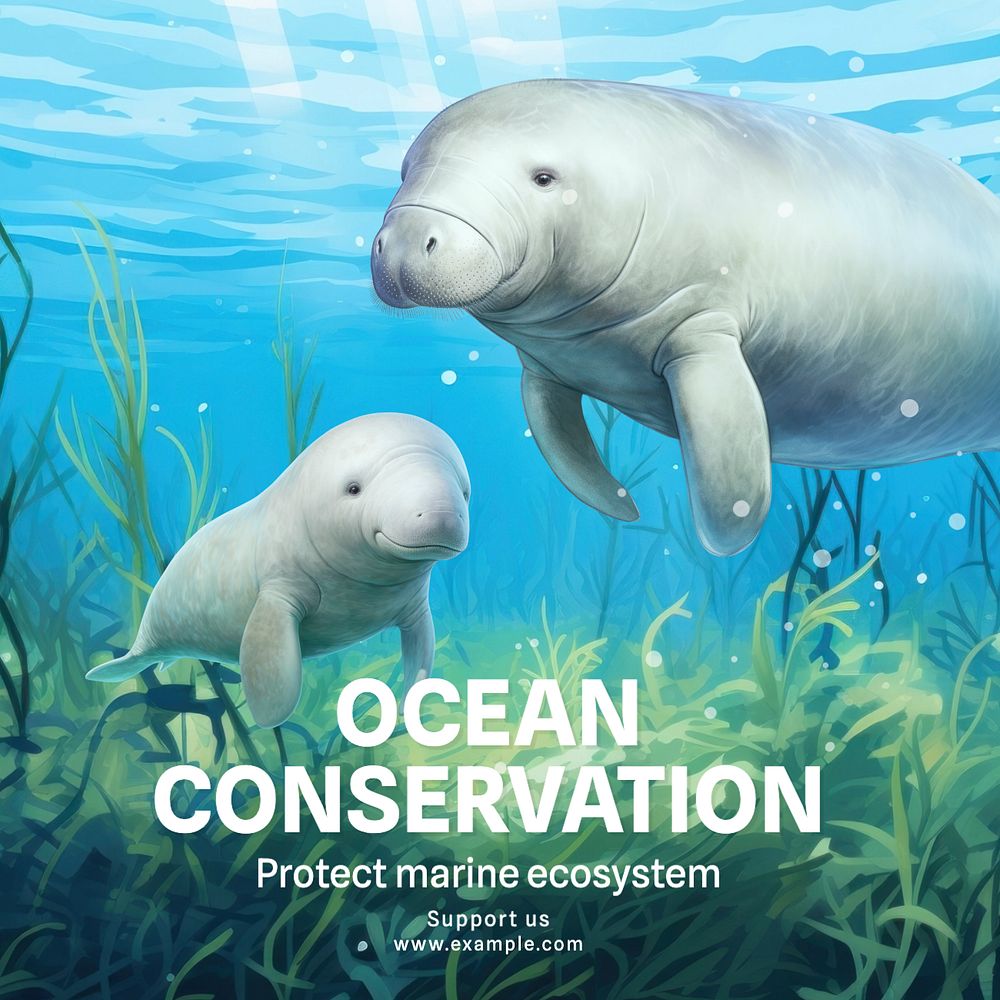 Ocean conservation Instagram post template, editable text