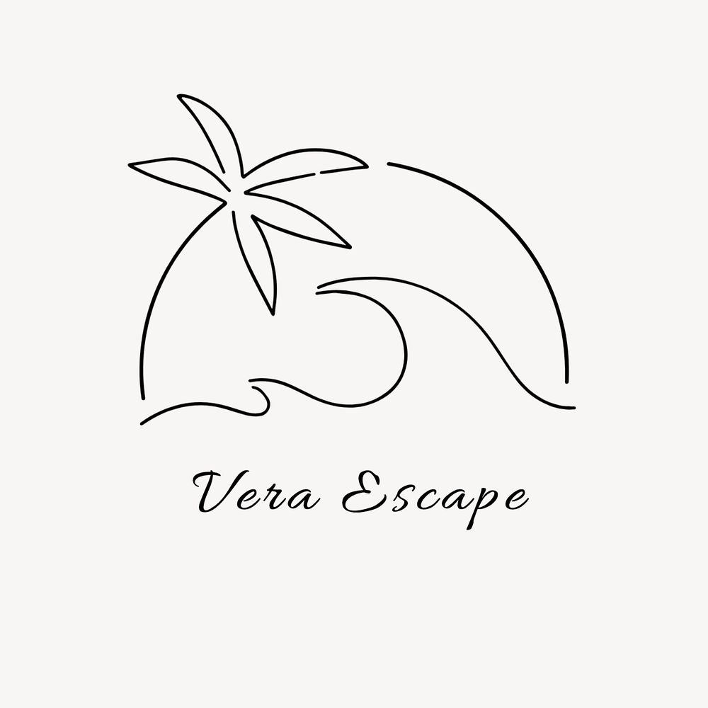 Summer resort editable logo, minimal line art design