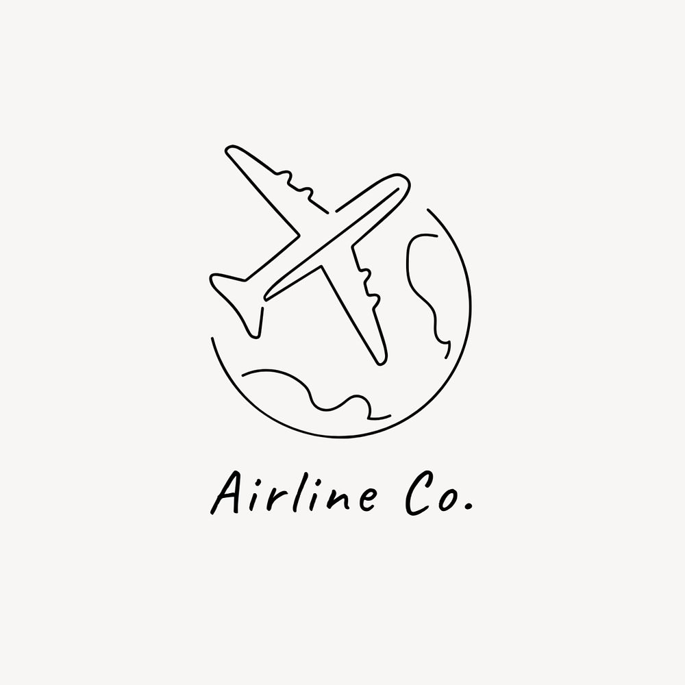 Commercial airline editable logo, minimal line art design