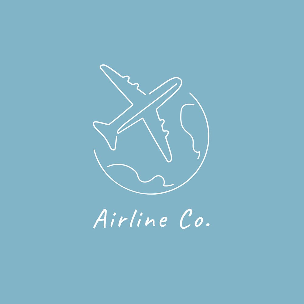 Commercial airline editable logo, minimal line art design