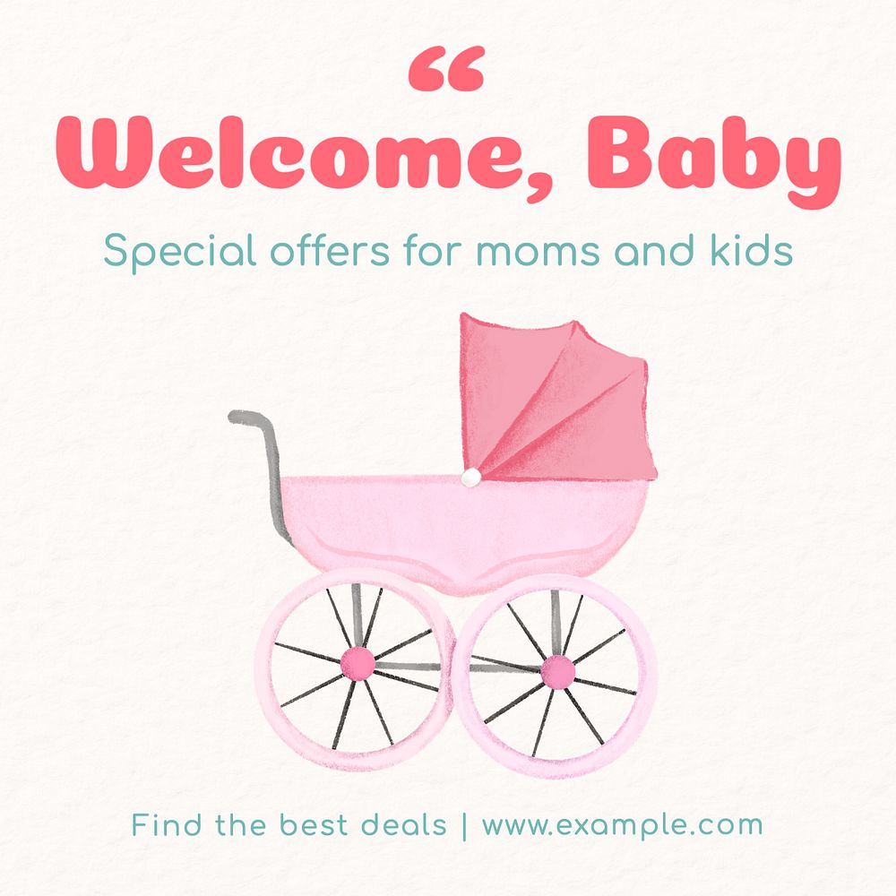 Mom & kid special offer Instagram post template, editable text