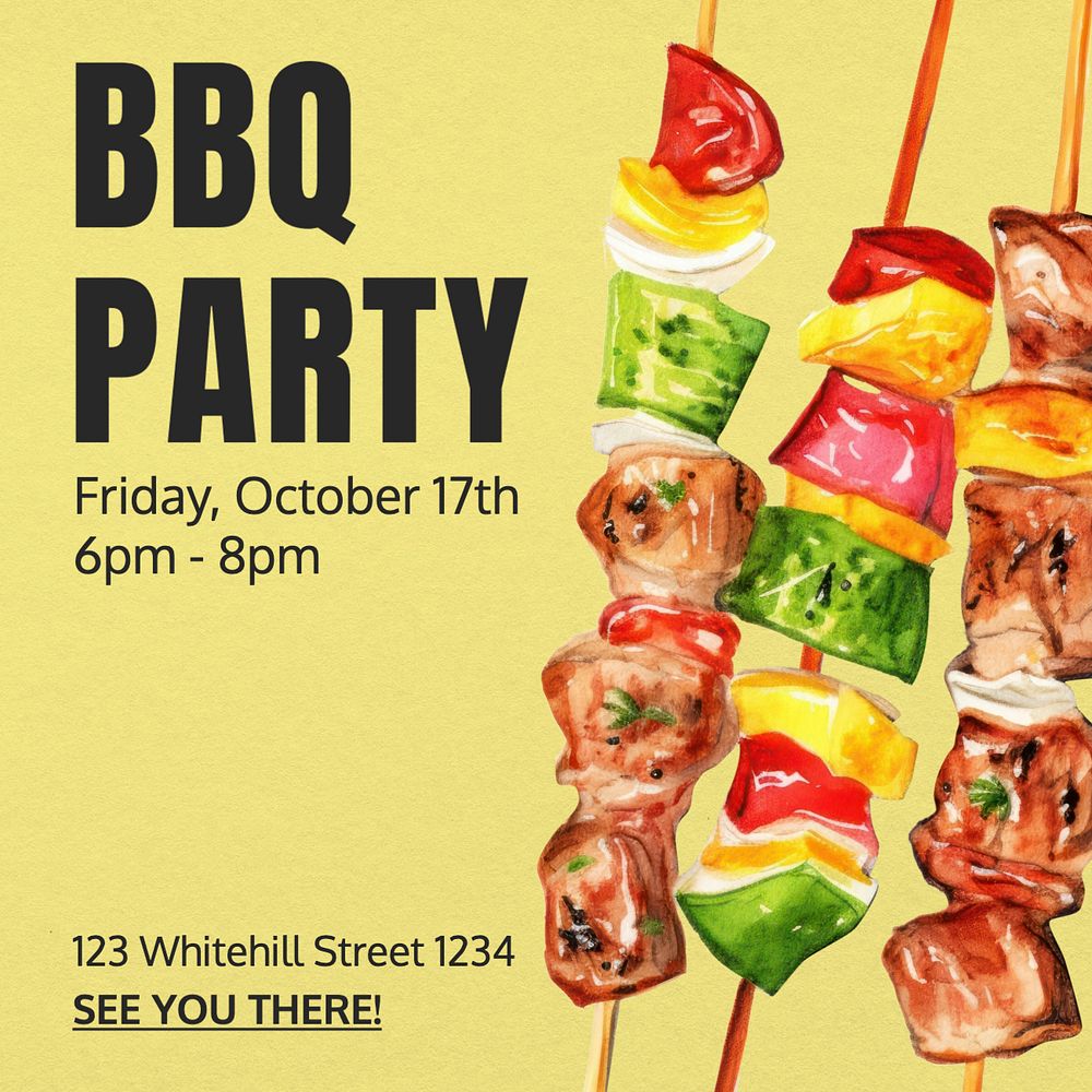 Bbq party Instagram post template, editable text