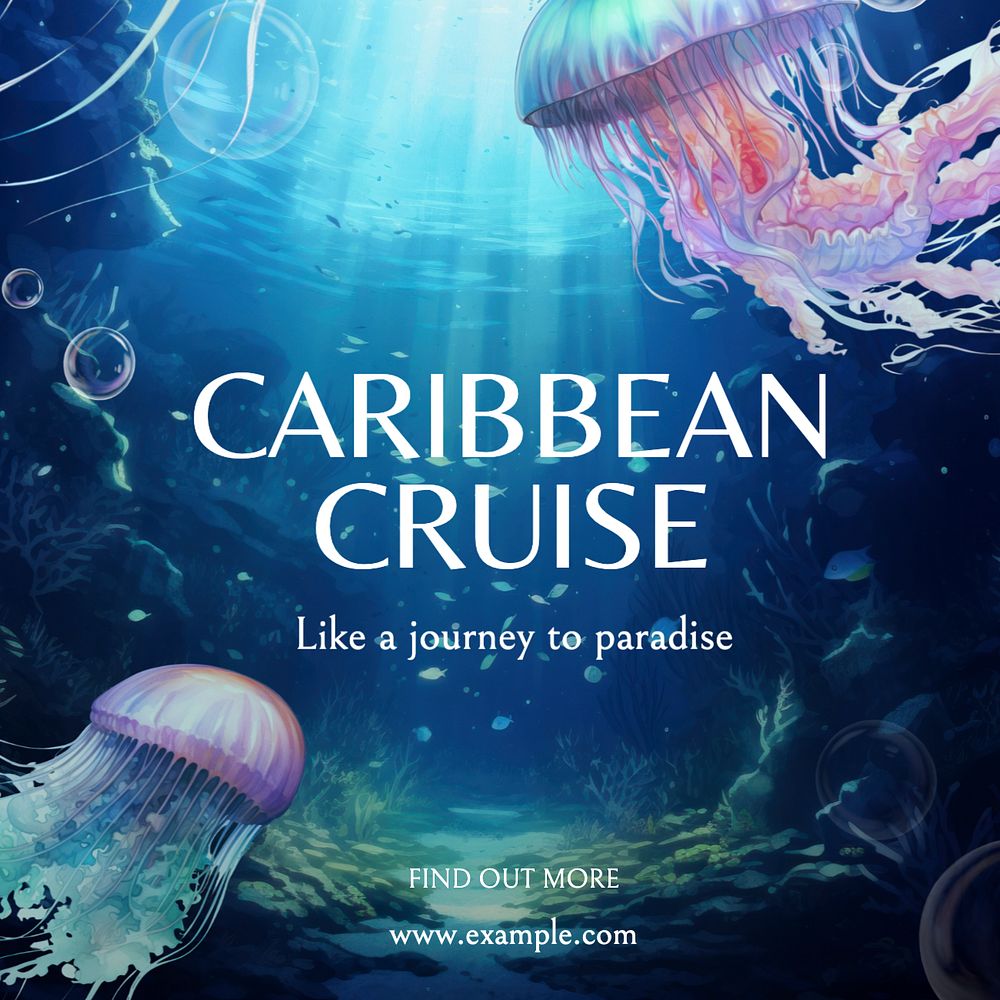 Caribbean cruise Instagram post template, editable text