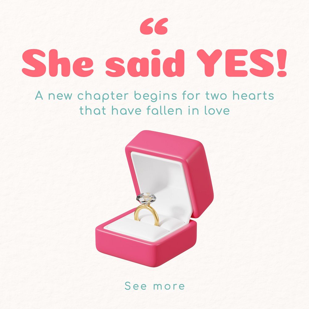 She said yes Instagram post template, editable text