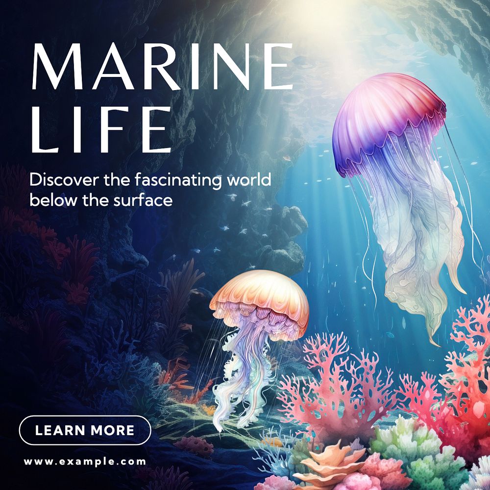 Marine life Instagram post template, editable text