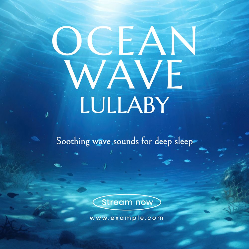 Ocean waves lullaby Instagram post template, editable text