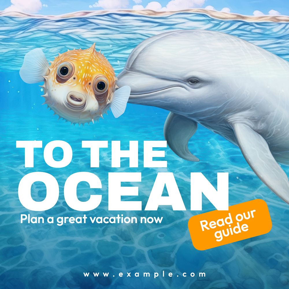 Ocean vacation Instagram post template, editable text