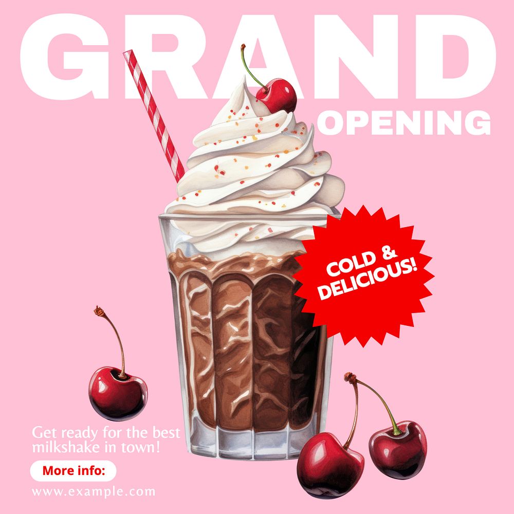 Grand opening Instagram post template, editable text