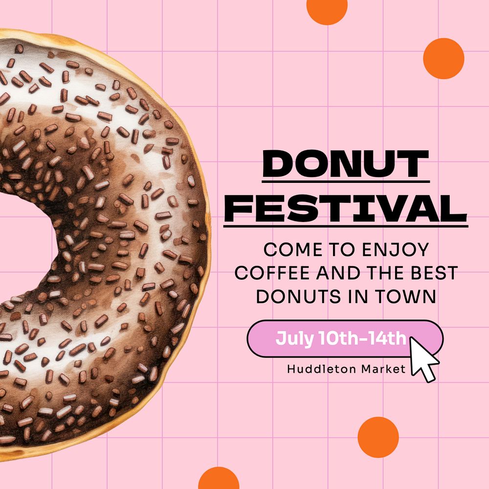 Donut festival Instagram post template, editable text