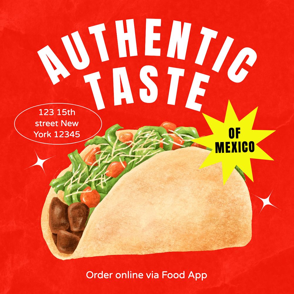 Authentic food Instagram post template, editable text