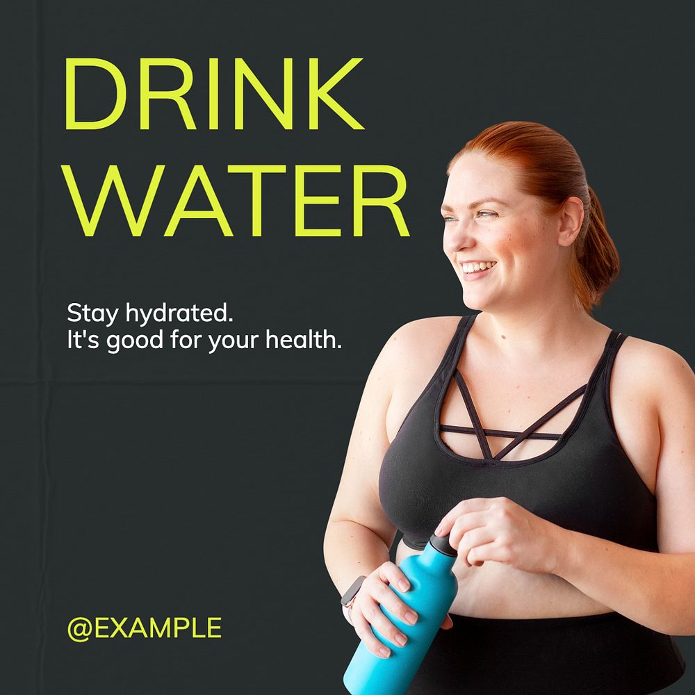 Drink water Instagram post template, editable text