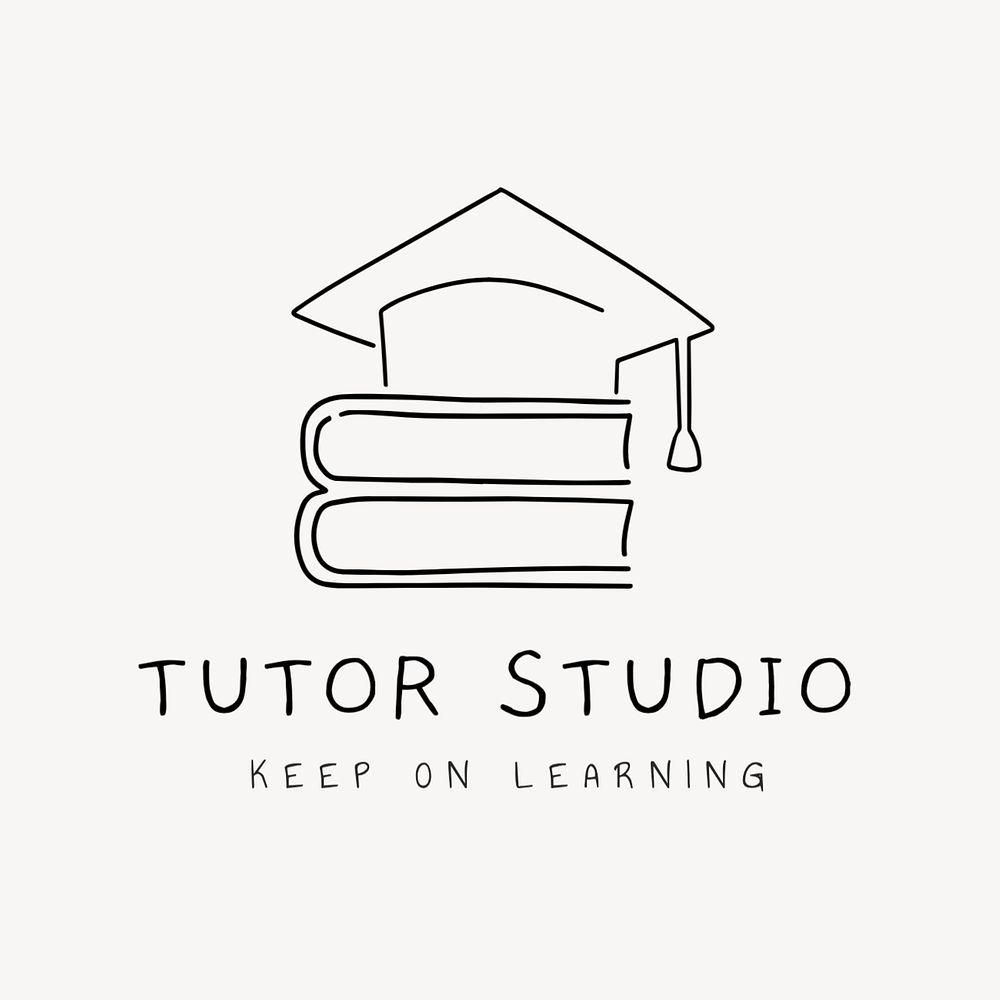 Tutor studio editable logo, minimal line art design